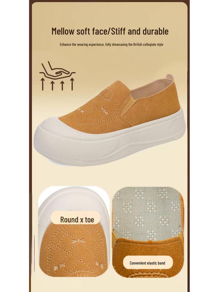 Dámské lehké mokasíny s tlustou podrážkou na nazouvání pro jaro 2025 - Všestranné a stylové látkové boty ve starém pekingském stylu