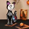 Halloween Ornament Skeleton Cat Dog Shape Resin Statue Indoor Outdoor Cat Sculpture Haunted House Desktop Decor