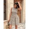 Foreign trade dress women's round neck sleeveless waist slimming floral elegant women's skirt