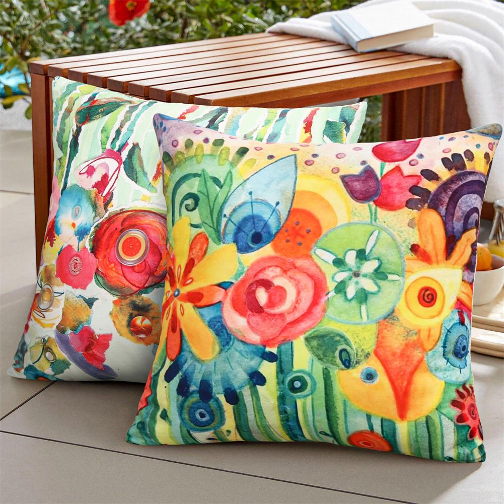 4pcs Decorative Throw Pillow Covers Pillowcase Flower Print Cushion Cover For Patio Garden Balcony 18x18inch