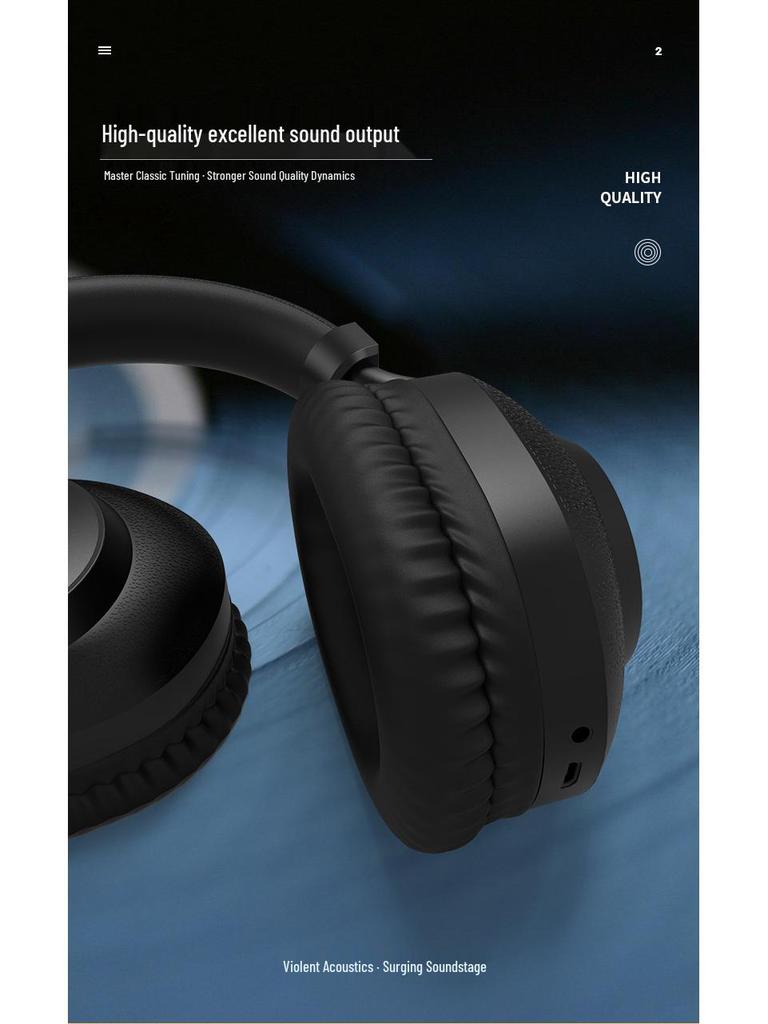 2025 Universal Wireless Bluetooth Headphones with Long Battery Life, Card Slot, and Earbuds for Men and Women