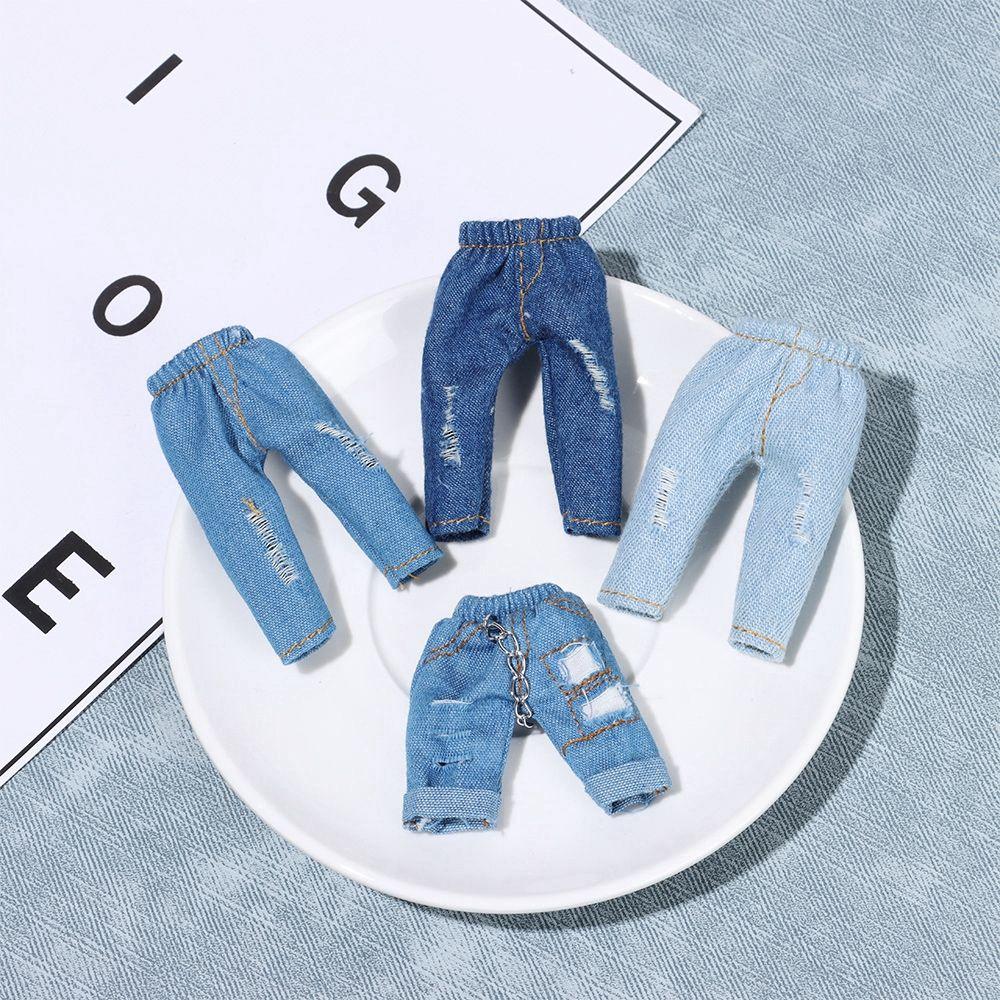 Cool 1/12 Dolls Kids Gift Toys PU Leather Jackets Fashion Ripped Pants Doll Jeans Hoodies