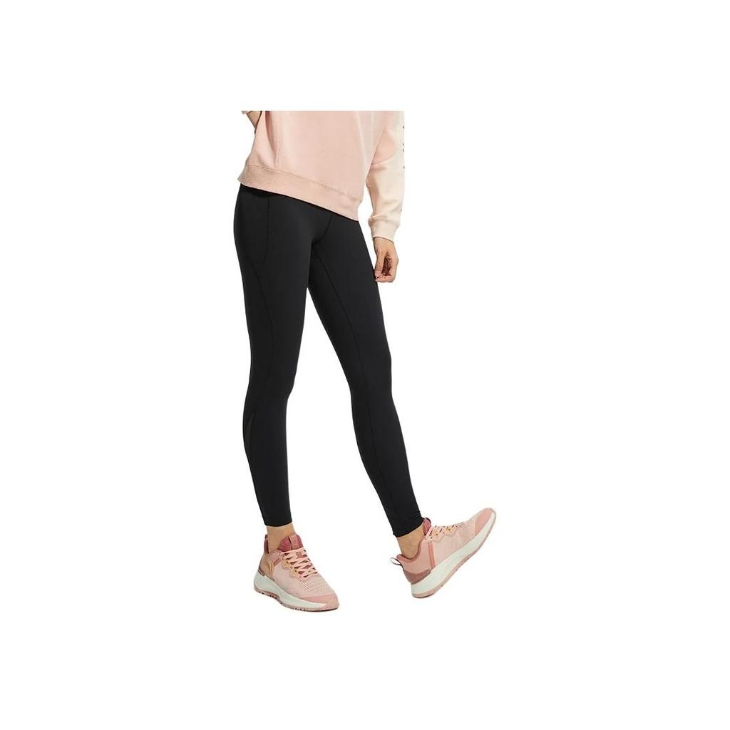Li Ning Fitness Series Solid Color Logo Tight Sports Long Pants Women Bottoms Black AULR054-1