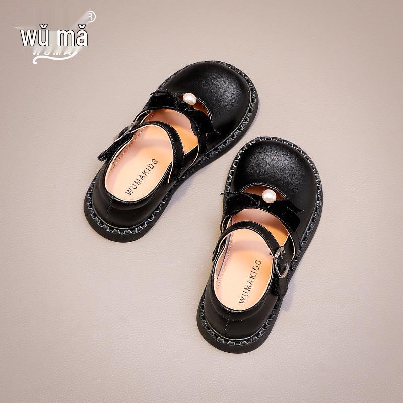 Wuma Mädchen Perlen Schleife Prinzessin Lederschuhe, Frühling/Herbst 2025