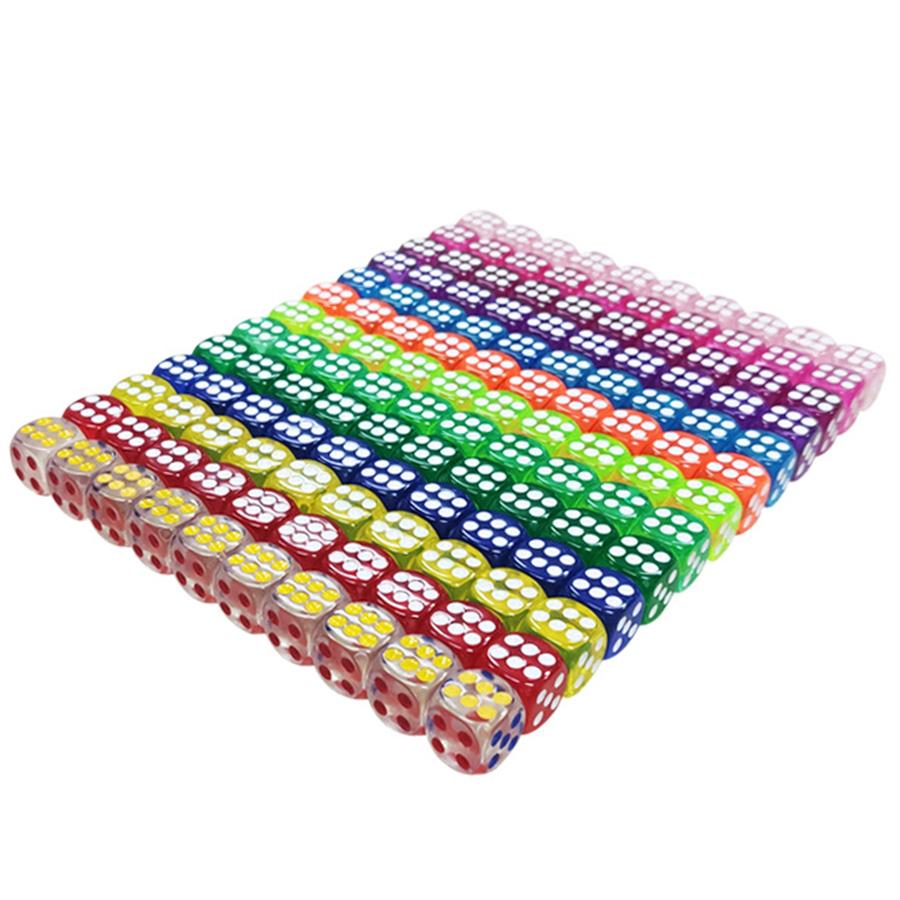 20pcs 14mm Acrylic Color Transparent Dice Round Angle Point Dice Points Game Party Board Game Accessories Point Game Props