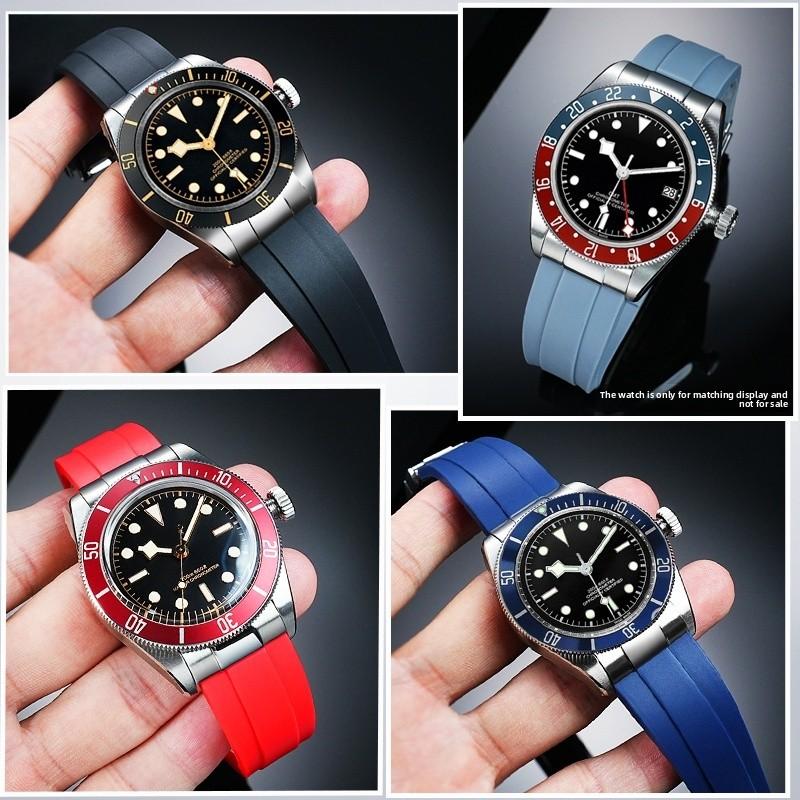 Řemínek k hodinkám Pro řadu Tudor Biwan Black Bay M79230R M79363N Kovový s prohnutým koncem Gumový řemínek k hodinkám 20mm 21mm 22mm