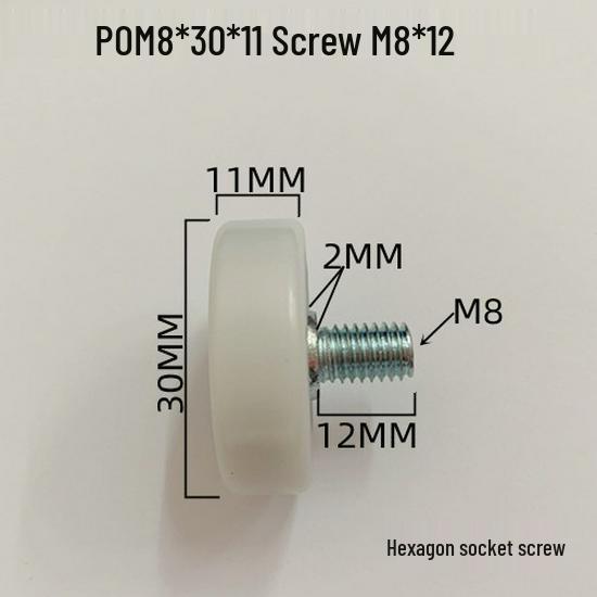 626 Rubber-Coated Nylon Roller with Shaft, 608 Bearing Pulley Wheel Guide