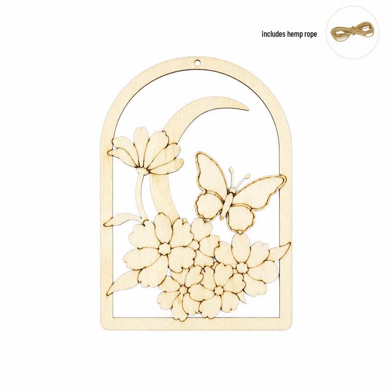 Handmade Wooden Butterfly Flower DIY Kit - Creative Hanging Ornament & Hand-painted Blank Pendant