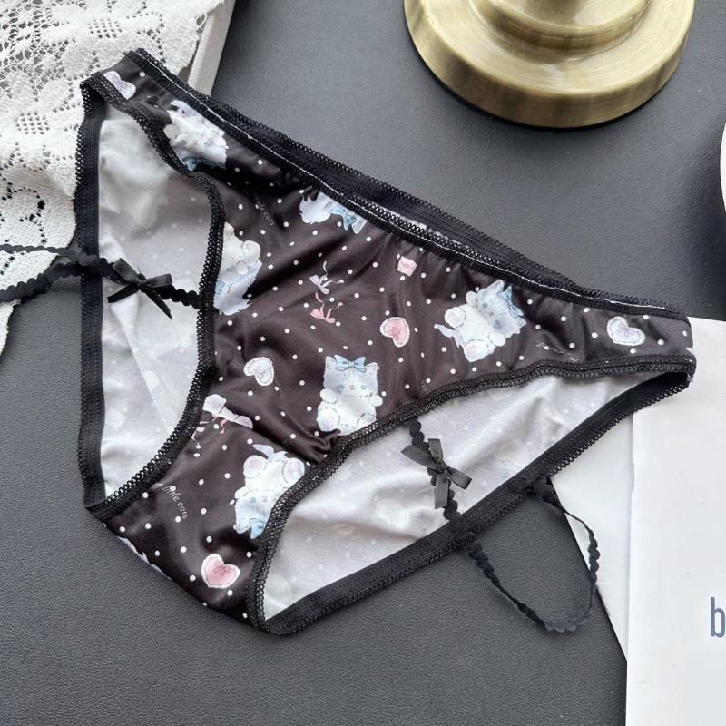 Ladies Spring and Summer Cute Cartoon Printed Ice Silk Low Waist Underwear