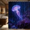 Glowing Purple Jellyfish Deep Sea Coral Oil Painting Waterproof Shower Curtain for Bathroom Decor