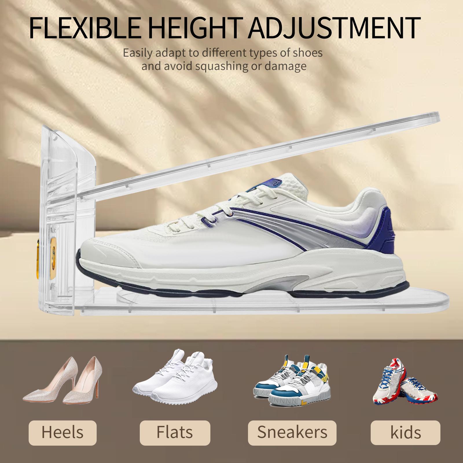 68Pcs 2-Layer Adjustable Shoe Rack Clear Footwear Support Slot Space Saving Shoe Storage Stand For Closet Shoebox Organizer 19615₽