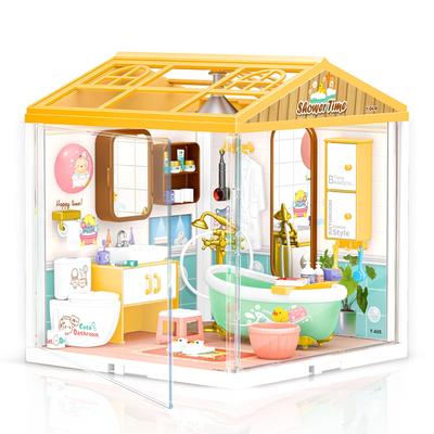 Hallisun Doe-het-zelf Miniatuur Huis Plastic Poppenhuis met Meubels Speelgoed Poppenhuis met USB Stofdichte Deksel en 3D Ambachtelijke Montage Speelgoed voor Kinderen Leeftijden en