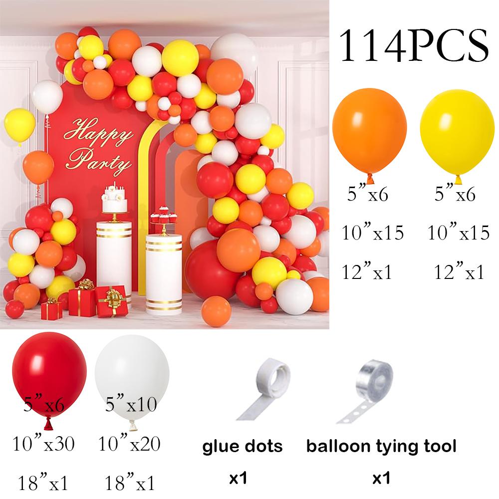 Orange Balloons Garland Red Yellow Balloon Arch Kit Firefighter Theme Birthday Party Firefighter Fire Truck Wedding Decoration As Picture