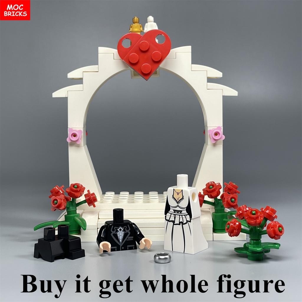 MOC Bricks Figure bracelet diamon bride groom Marriage Marry wedding Chain Constructing Blocks Assembled Children Friends Playthings Present