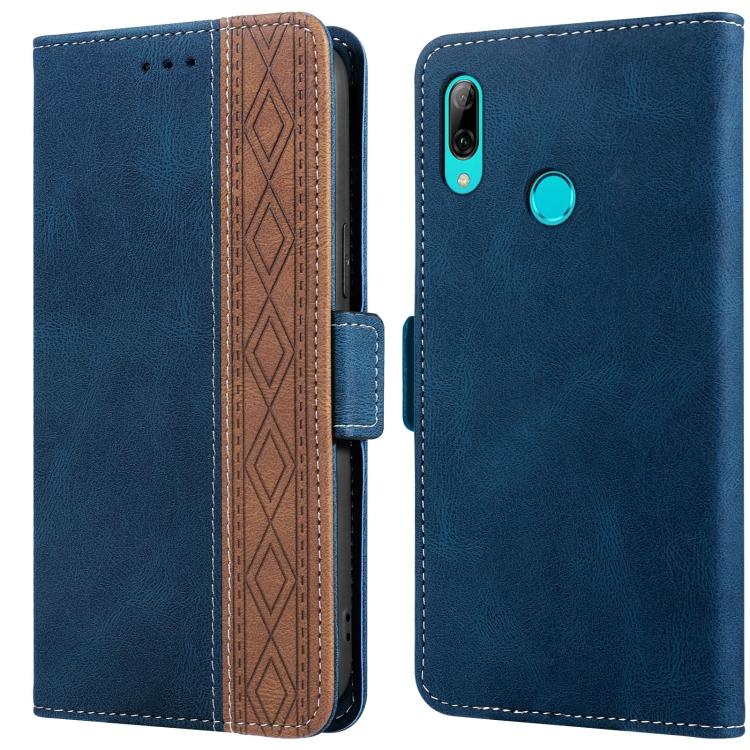 Custodia in Pelle Magnetica Laterale con Cuciture e RFID per Huawei Y7 2019