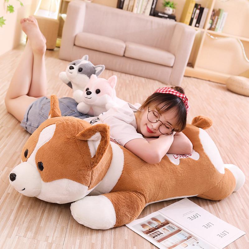 New60-100cm Cute Corgi Dog Plush Toy Lovely Christmas Gift for Kids Stuffed Soft Animal Cartoon Pillow  Kawaii Valentine Present