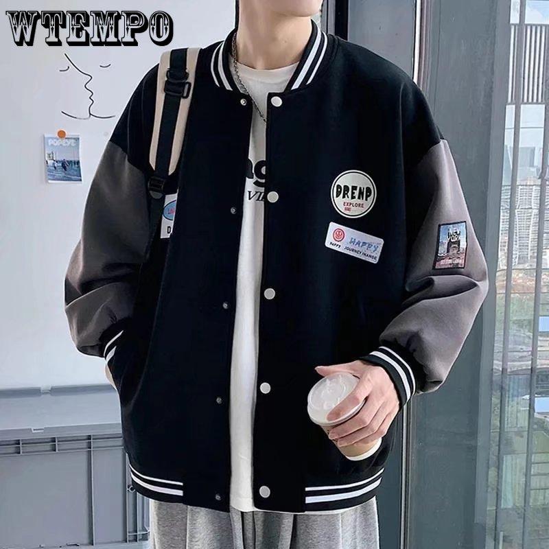Baseball Jacket Men's Spring and Autumn Jacket Black Loose Jacket
