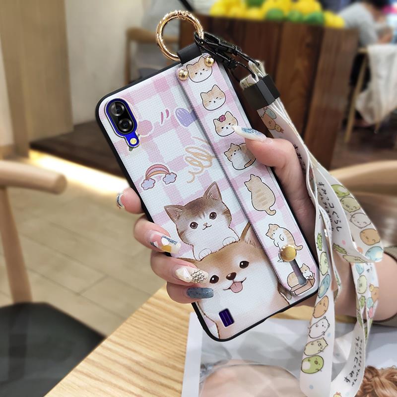 Shockproof Wrist Strap Phone Case For Blackview A60 Soft case Back Cover Waterproof Kickstand Ring Silicone Lanyard Cute