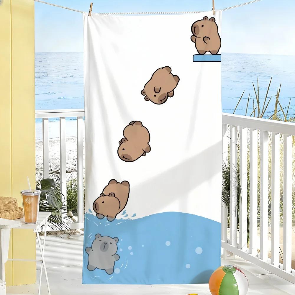 Christmas Themed Capybara Beach Towel, Lightweight Absorbent Towel For Holiday Outdoor Beach Swimming Camping