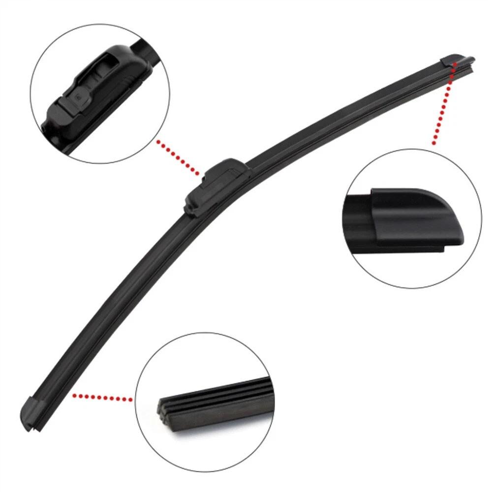 20"- 22" U Hook Black Durable Front Windshield Wiper Blade All-Season Pack of 2