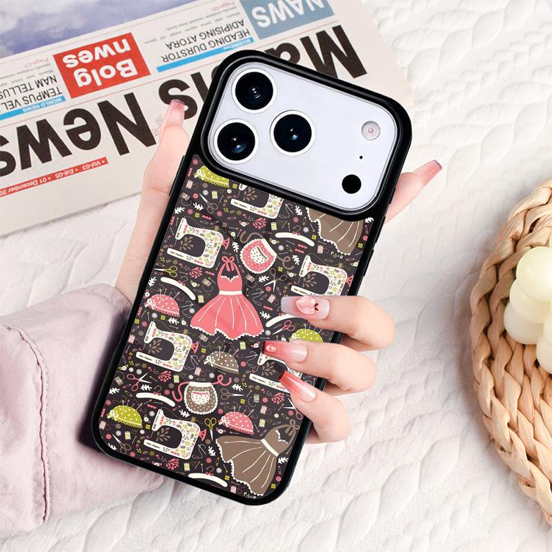 Sewing Machine Pattern Phone Case For IPhone 17 16e 15 14 13 12 11 Pro Max Air Mini Soft Protective Cover