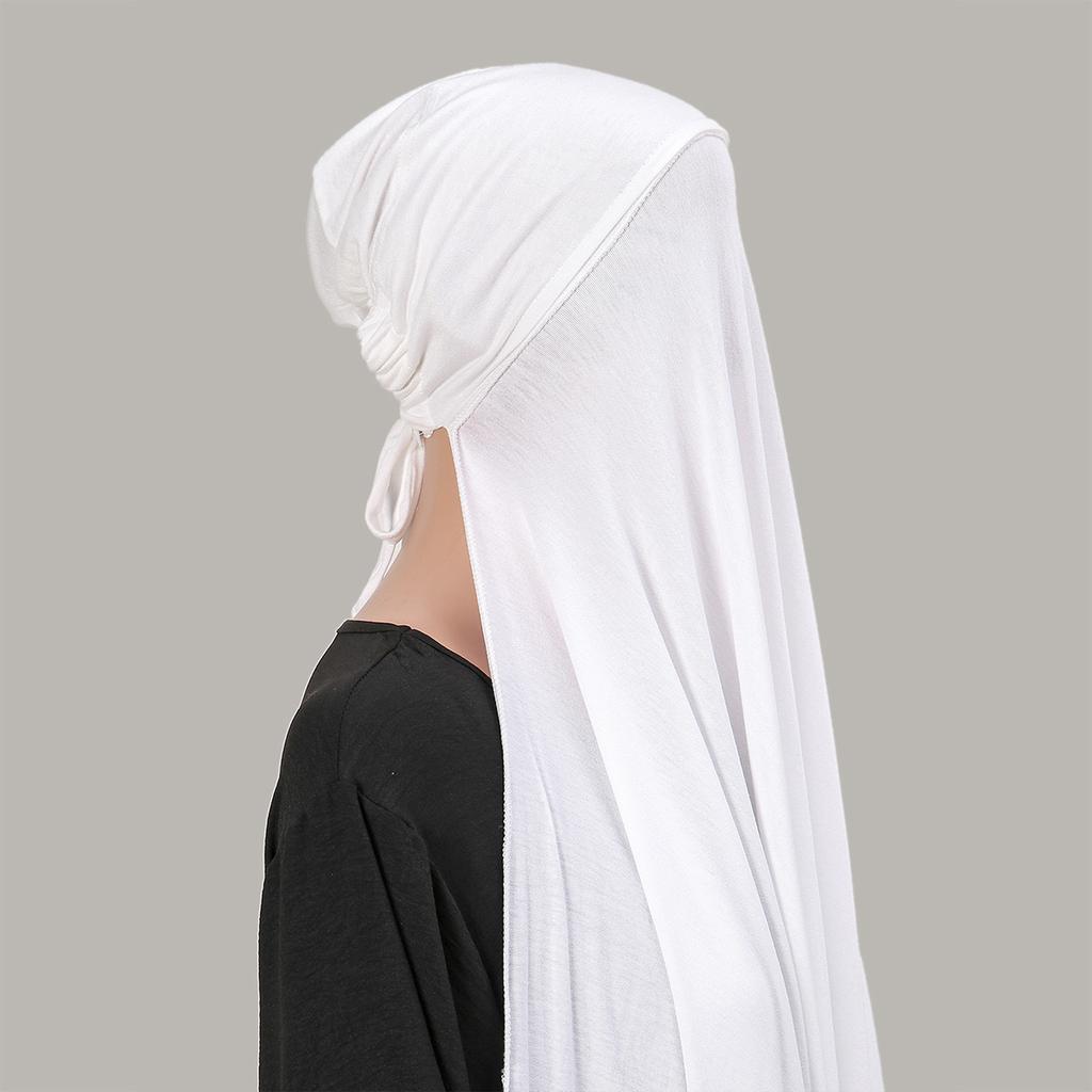 Modal Jersey Sofort-Schal Hijab Mit Verstellbaren Innenkappen Set Frau Muslimischer Hijab Wickeltücher Weiches Stirnband Islam Turban Schal