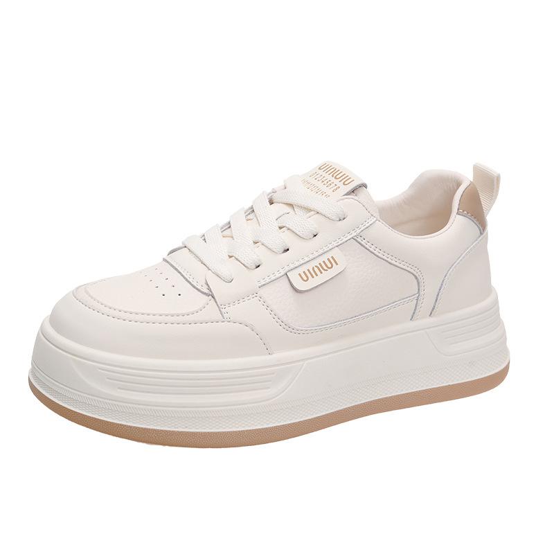 Fashion Platform White Shoes Women's Autumn and Winter Lace-up Versatile Student Height-increasing Casual Shoes Big Head Wear-resistant Sports Board