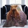Scottish Highland Cow In Heather Blanket Flannel Sofa Throw Blanket Super Soft for Home Bedroom Office Throws Bedspread Quilt