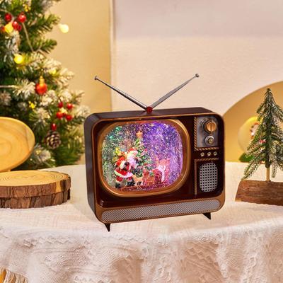 Christmas Music Box As A Decorative Collector's Item And Lantern with Glittering Snow Soft