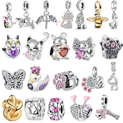 New Copper Purple Crown Duck Lion Cat Charm Diy Pendant Fit For Original Diy Bracelet Necklace Women'S Jewelry Accessories
