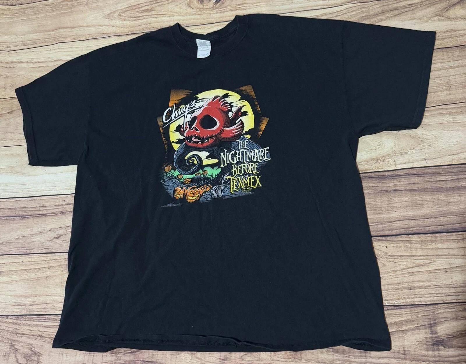 

CHUYS TEX MEX Chuy s T Shirt The Nightmare before Tex Mex Parody Size XXL 2XL L