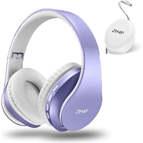ZIHNIC Bluetooth Headphones Over-Ear, Foldable Wireless and Wired Stereo Headset Micro SD/TF, FM for Cell Phone,PC,Soft Earmuffs &Light Weight for