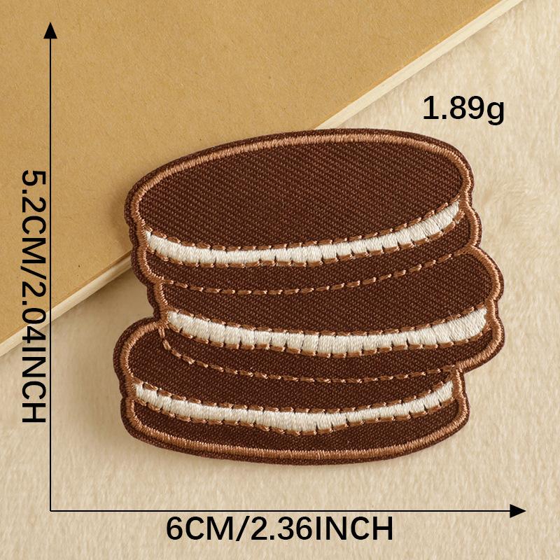 Embroidery label Original cartoon food biscuits Embroidery sticker Self-adhesive patch sticker Accessories cloth sticker