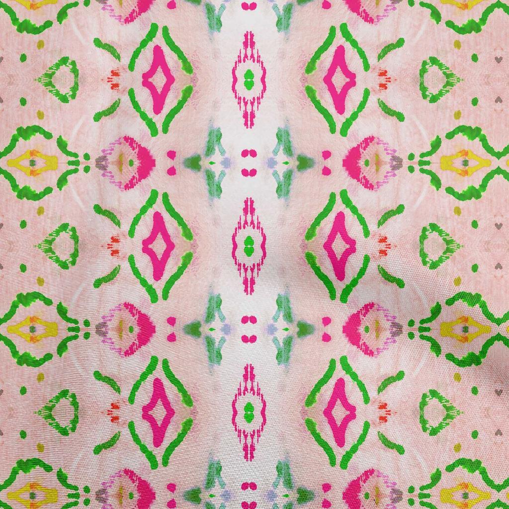 oneOone Baumwoll-Flex-Stoff in Hellpfirsich, Asiatischer Ikkat mit Aquarell-Stoff zum Nähen, bedruckt, Bastelstoff, Meterware, 40 Zoll