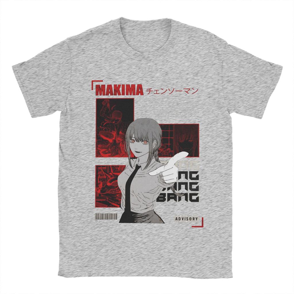 Makima Chainsaw Man Japanisches Anime-Poster T-Shirt Sommer Harajuku T-Shirts Herren Baumwolle Oversize-T-Shirts Kurzarm Vintage-T-Shirt