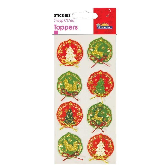 Stickers en relief - Forêt de Noël à paillettes - Vert - Adulte - Mixte