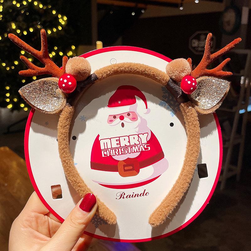 Mori Style Reindeer Antler Headband & Clips - Festive Red Hair Accessories for Women and Children