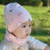 Babymütze aus reiner Baumwolle zum Schutz der Fontanelle - Süßes Prinzessinnen-Design, Doppellagig für Frühling, Herbst und Winter