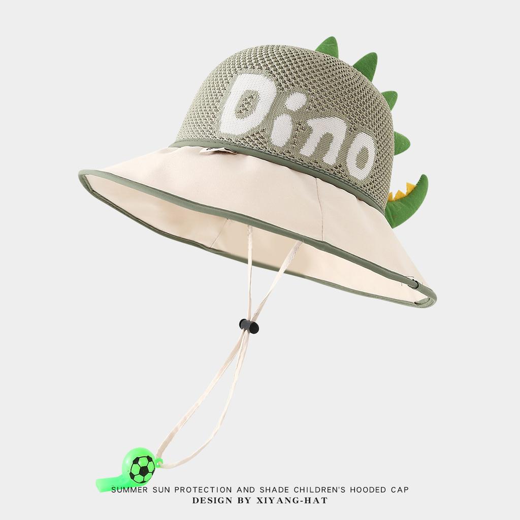 Kids Dinosaur Sun Hat Summer Mesh Breathable UV Protection Bucket Cap for Boys and Girls Fashionable Shade