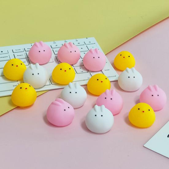 10Pcs Rabbit Squeaky Toy Soft Sound Device Comfortable Flexible Baby Shower Toy Decompression Boredom Relief Cute Yellow Chicken Stress Relief
