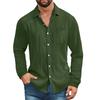 Men's Cotton Shirts Long Sleeve Casual Button Down Textured T-Shirt Loose Vacation Beach Lightweight Topsrt