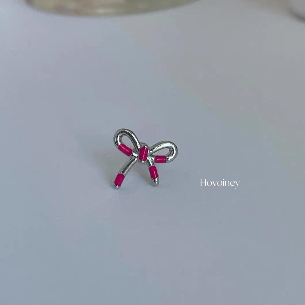 Hovoiney Sweet Cool Personality Oil Drop Bow Earbone Nails Titanium Steel Screw Buckle Earrings Cochlear Nails Earrings Female