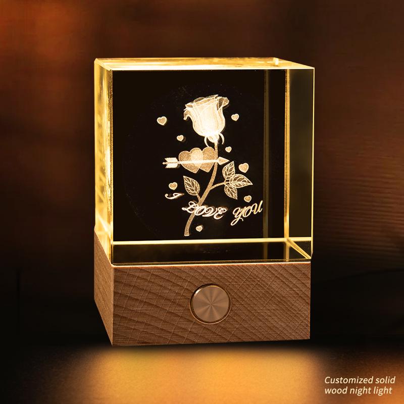 Starry Sky Cube Crystal Night Light: Creative Bedside Atmosphere Lamp