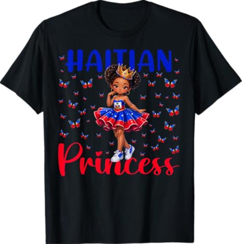 Haitian Princess Dabbing Butterfly Haiti Flag Black Girls T-Shirt S разноцветный