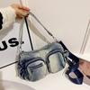 Advanced Feeling Multiple Pockets Vintage Denim Shoulder Bag Leisure Time High-capacity Versatile Practical Single Crossbody Bag