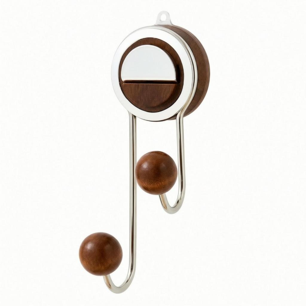 Space Saving Suction Hook Dual Design Wooden Ball Living Room