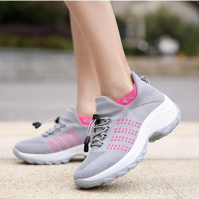 Damen Mesh Atmungsaktiver Sportschuh Leichtgewichtige Lässige Plateauschuhe Vielseitige Mode Socken Schuh Weiche Sohle Schnürschuhe