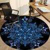 1PC Blue Mandala Pattern Office Round Rug, Non slip, Soft and Durable Office Rug for Interior Decoration, Perfect for Office