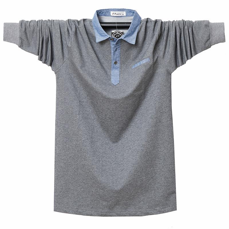 Neues lockeres Plus Herren Business Feuchtigkeitstransportierendes Freizeit-Langarm-Revers-T-Shirt Leichtes, weiches, knitterfreies, atmungsaktives Baumwoll-Poloshirt