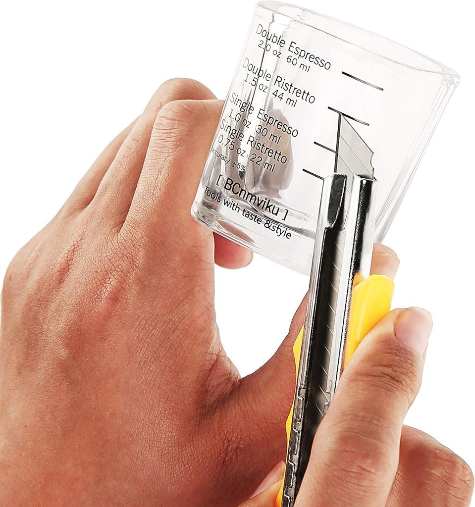 [morning place] Espresso Glass Measuring Cup with Measurement Markings, Reinforced Thickness, Heat Resistant, 60ml2oz, Wine Glass, for Espresso